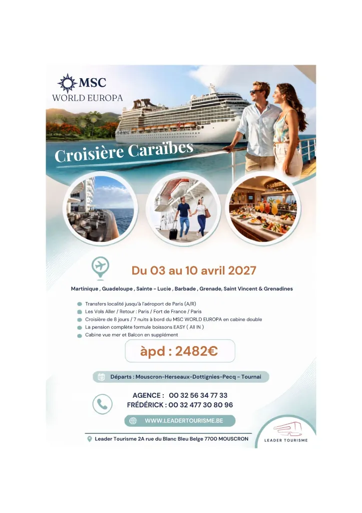 Croisière Caraïbes  avril 2027  .webp